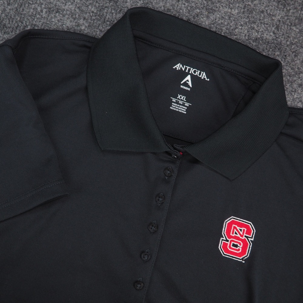 NC State Wolfpack Polo Women 2XL Antigua Black Solid Gameday NCAA Sporty Active